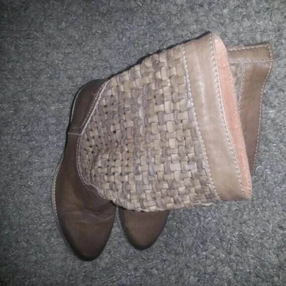 AUSTRALIA LUXE COLLECTIVE-WYNN-Cognac Braided Leather Boots-Sz 35-Excellent - Picture 8 of 8